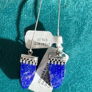925 Sterling Silver Earrings with Genuine Lapis Lazuli